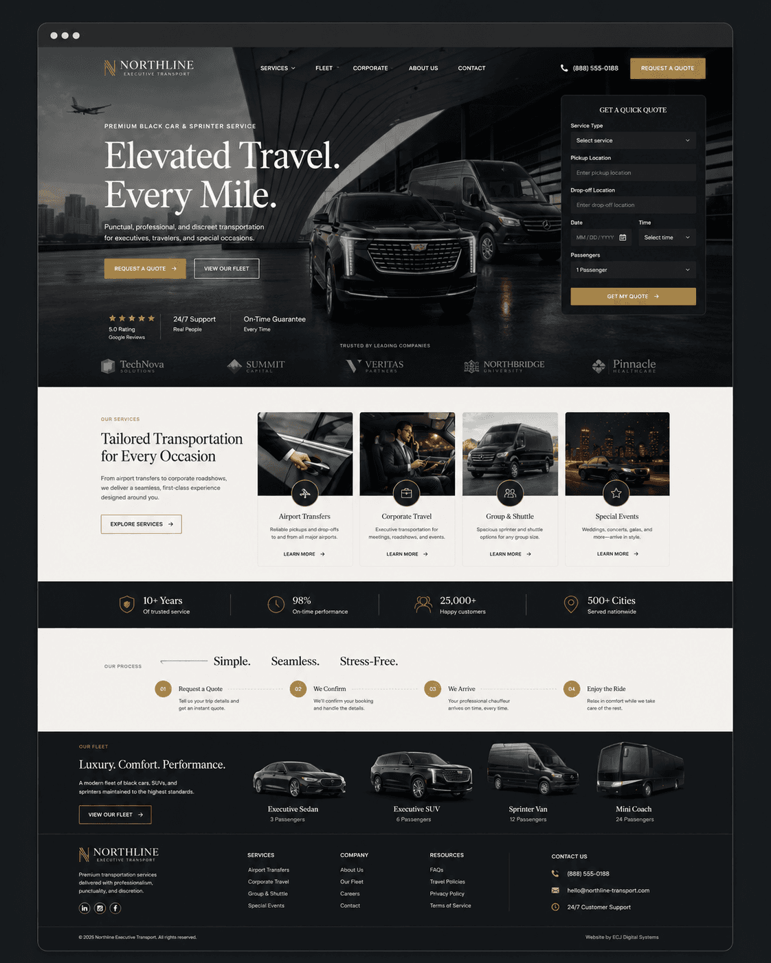 Luxury executive transportation website example preview